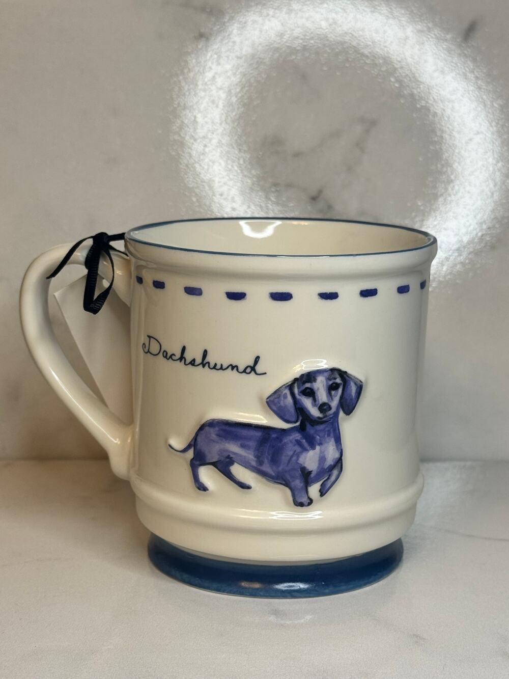 Dachshund Mug - Blue and Cream